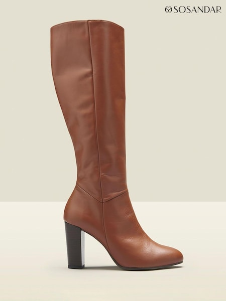 Sosandar Brown Blake Leather Knee High Boots (Y06046) | £155