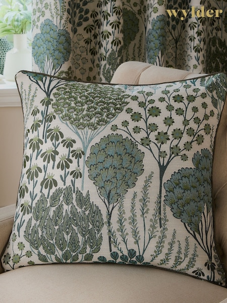 Wylder Thyme Mineral Ophelia Floral Print Jacquard Cushion (Y06060) | £24