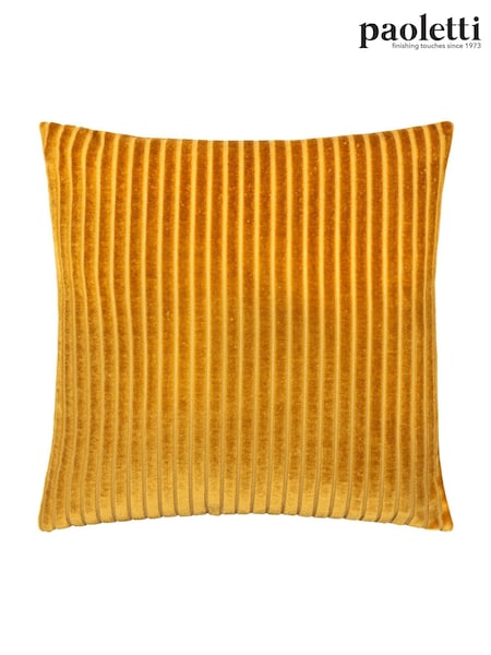 Paoletti Gold Savoy Stripe Velvet Cushion (Y06075) | £20