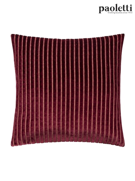 Paoletti Burgundy Savoy Stripe Velvet Cushion (Y06078) | £20