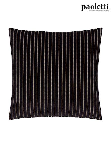 Paoletti Black Savoy Stripe Velvet Cushion (Y06079) | £20