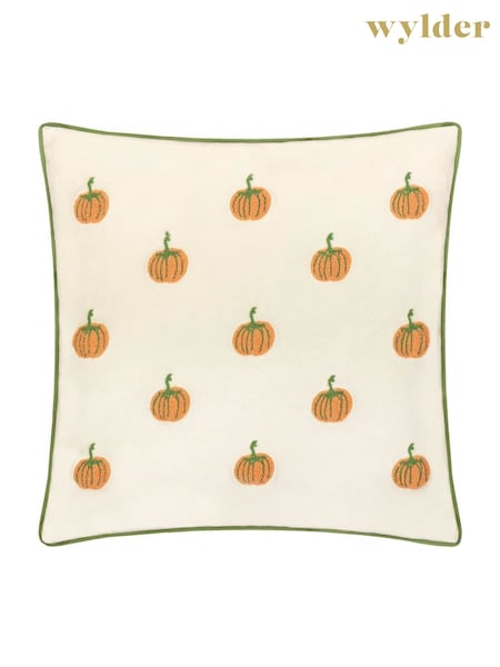 Wylder Multicolour Pumpkin Spice Piped Velvet Cushion (Y06085) | £18