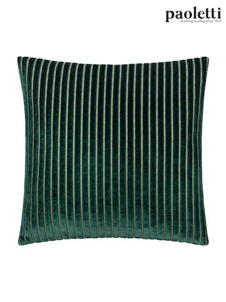 Paoletti Emerald Savoy Stripe Velvet Cushion (Y06090) | £20
