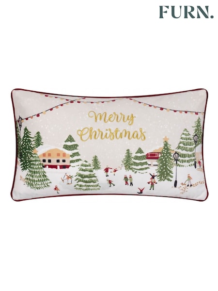 Furn Snow Berry Joy To All Embroidered Velvet Cushion (Y06092) | £18