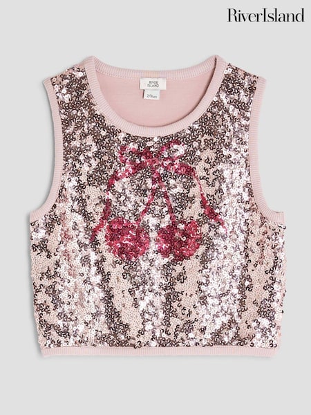 River Island Pink Cherry Sequin Tank (Y06109) | £16