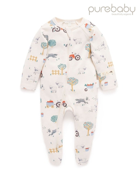 Purebaby Blue Dark Thick Zip Growsuit (Y06155) | £0
