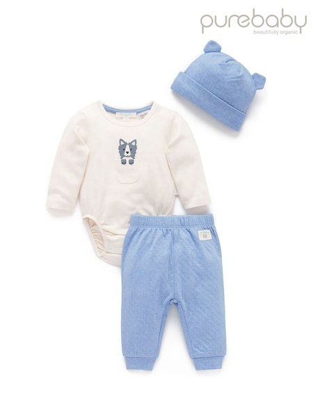 Purebaby Blue 3 Piece Gift Set (Y06156) | £30