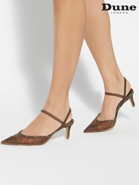Dune London Brown Wide Fit Charismatic Pointed Lurex Slingback Shoes (Y06249) | £89