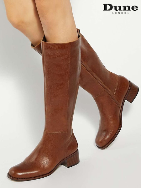 Dune London Brown Turner 50/50 High Leg Boots (Y06252) | £199