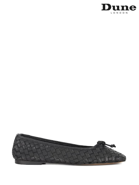 Dune London Black Heat Woven Ballerina Flat Shoes (Y06254) | £79