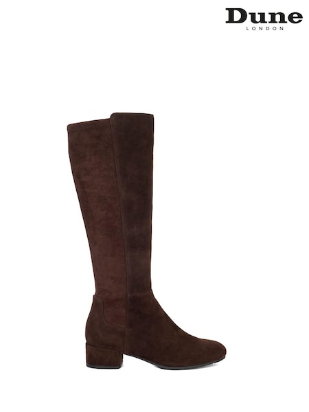 Dune London Brown Wide Fit Tayla Smart Stretch High Leg Boots (Y06258) | £159
