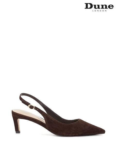 Dune London Brown Celinna Set Back Kitten Sling Back Heel Shoes (Y06259) | £99