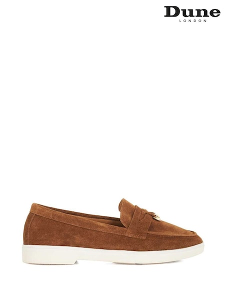 Dune London Brown Grinning Unlined Suede Loafers (Y06260) | £99