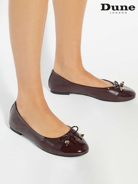 Dune London Red Wide Fit Hallo Charm Trim Ballet Flat Shoes (Y06266) | £69