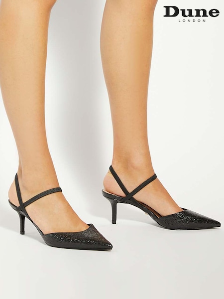 Dune London Chrome Black Standard Fit Classical Elasticated Open Court Shoes (Y06267) | £79