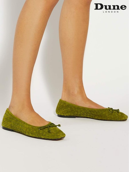 Dune London Green Heat Woven Ballerina Flat Shoes (Y06268) | £79
