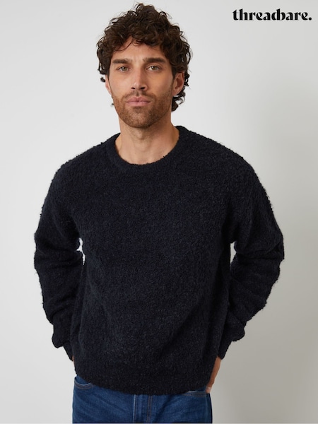 Threadbare Blue Fluffy Knit Crew Neck Jumper (Y06393) | £26