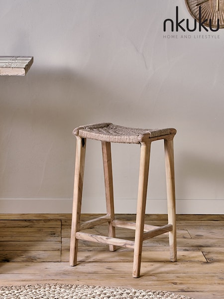 Nkuku Natural Vinay Woven Counter Stool (Y06444) | £195