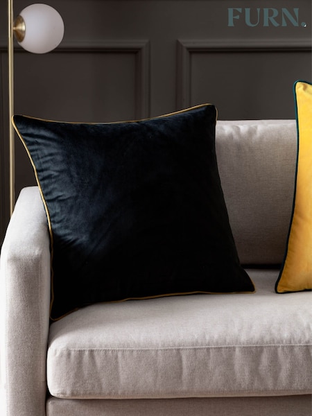 Furn Black Gold Meridian Velvet Cushion (Y06462) | £15