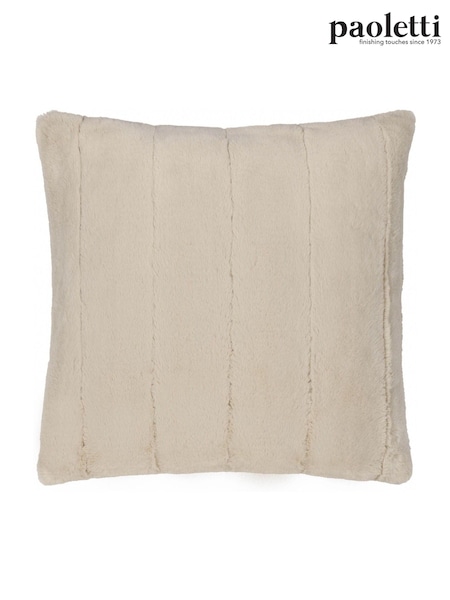 Paoletti Oatmeal Empress Faux Fur Cushion (Y06463) | £16