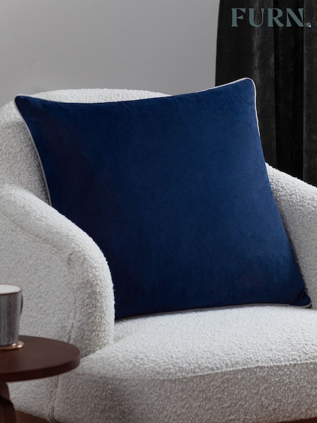 Furn Navy Silver Meridian Velvet Cushion (Y06470) | £15