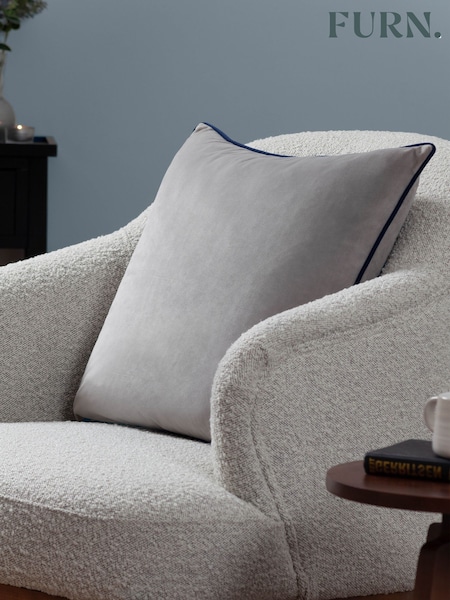 Furn Silver Navy Meridian Velvet Cushion (Y06474) | £15