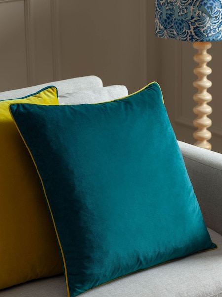 Furn Teal Cylon Meridian Velvet Cushion (Y06477) | £15