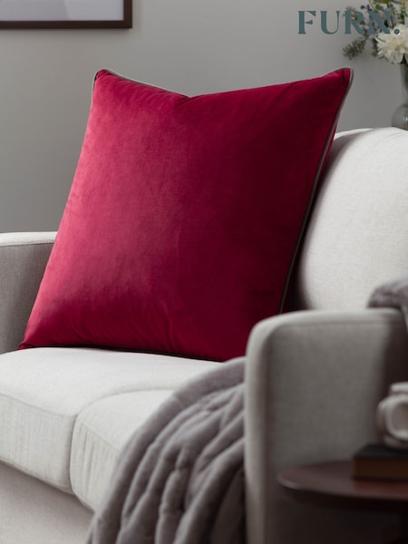 Furn Cranberry Mocha Meridian Velvet Cushion (Y06478) | £15