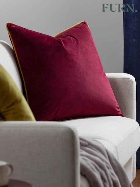 Furn Maroon Moss Meridian Velvet Cushion (Y06480) | £15