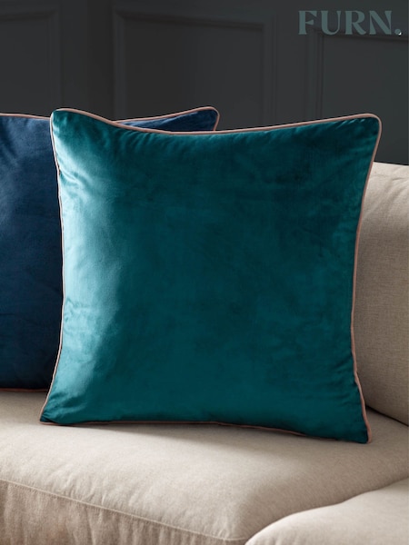 Furn Teal Blush Meridian Velvet Cushion (Y06485) | £15