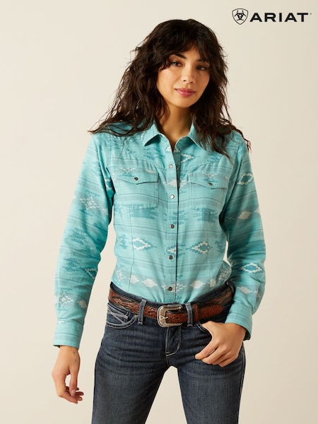 Ariat Blue Montana Long Sleeve Western Snap Shirt (Y06593) | £65