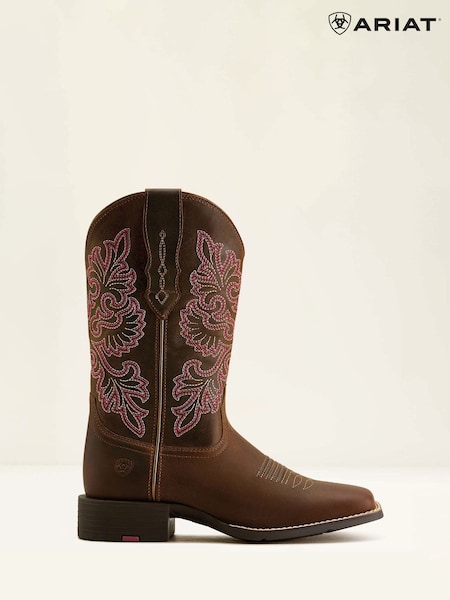 Ariat Womens Round Up Wide Square Toe Brown Boots (Y06609) | £160
