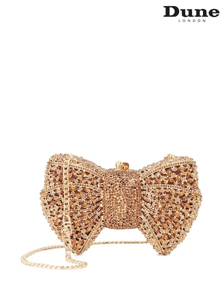 Dune London Brown Enchant Diamante Bow Bag (Y06777) | £149