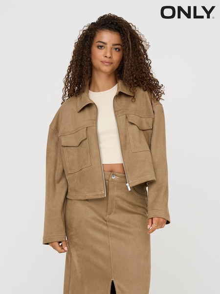 ONLY Brown Faux Suede Jacket (Y06852) | £45
