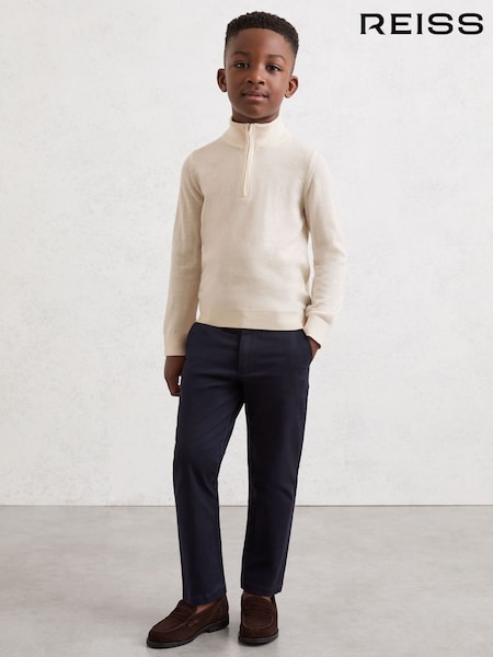 Reiss Snow White Blackhall Merino Wool Half-Zip Jumper (Y06923) | £38