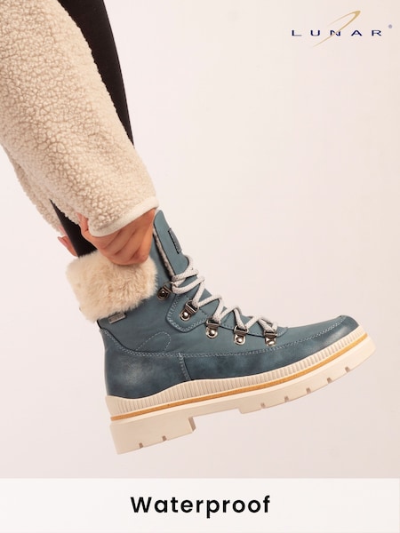 Lunar Blue Evelyn Teddy Trim Waterproof Boots (Y06995) | £70