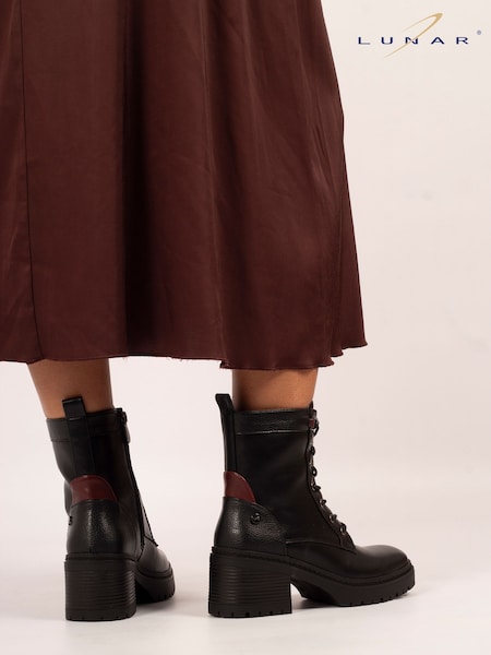 Lunar Cotton Chunky Ankle Black Boots (Y07000) | £60