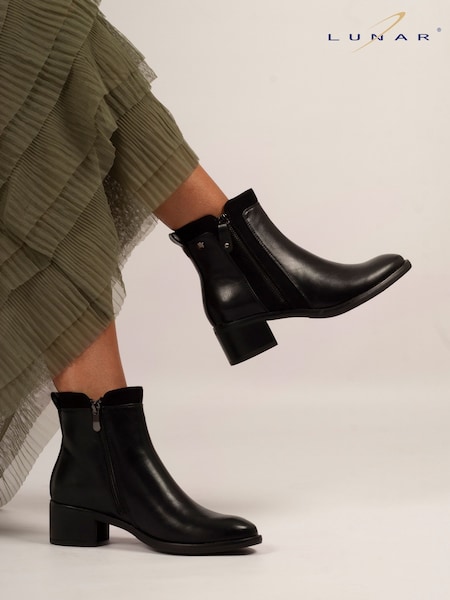 Lunar Chambers Low Heel Smart Ankle Black Boots (Y07023) | £57