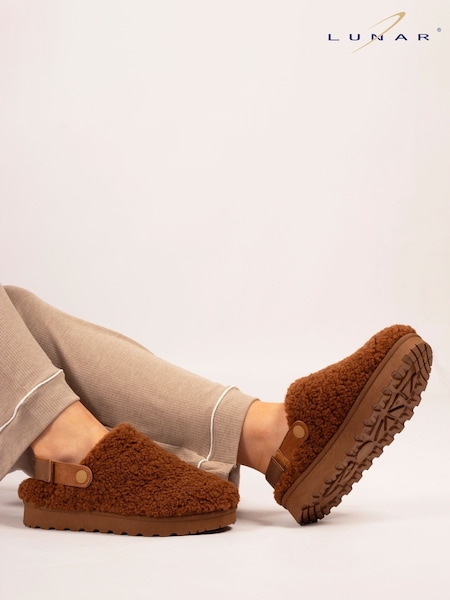 Lunar Naples Adjustable Strap Brown Mule Slippers (Y07062) | £28