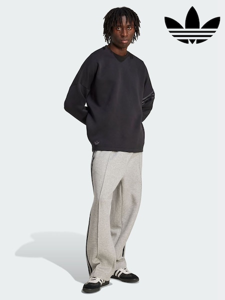 adidas Originals Black Neoclassic Long Sleeve Oversized Crew Sweatshirt (Y07072) | £60