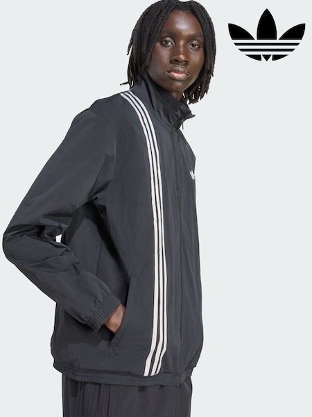 adidas Originals Black Firebird Front Stripes Woven Track Top (Y07095) | £65