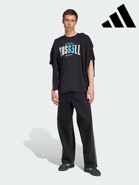 adidas Black Mercedes AMG Petronas Formula One Team George Russell T-Shirt (Y07186) | £35