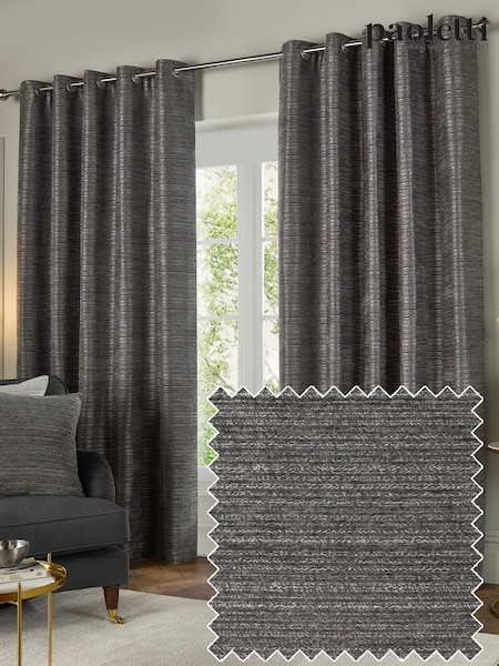 Paoletti Grey Jupiter Chenille Jacquard Eyelet Curtains (Y07237) | £61 - £165