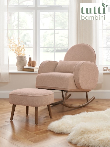 Tutti Bambini Boucle Blush Micah Rocking Nursing Chair & Footstool (Y07274) | £399