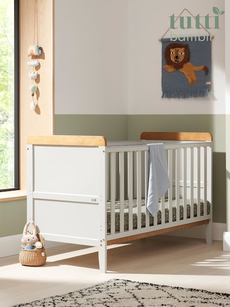 Tutti Bambini Dove Grey Oak Rio Cot Bed with Cot Top Changer & Mattress (Y07279) | £259