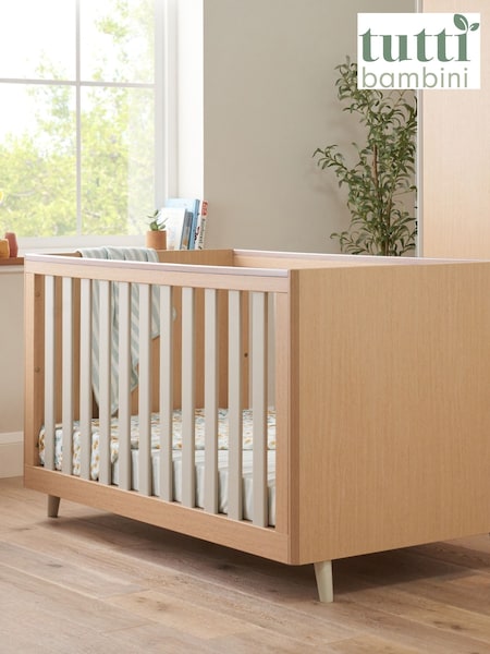 Tutti Bambini Light Oak White Sand Fika Mini Cot Bed (Y07280) | £249