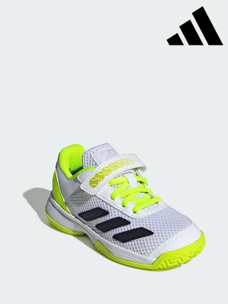 adidas White Courtflash Hook and Loop Tennis Shoes (Y07320) | £35