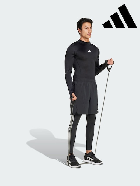 adidas Black Techfit Compression Training 3-Stripes Long Tights (Y07367) | £38