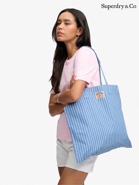 Blue/White - Superdry Oxford Stripe Tote Bag