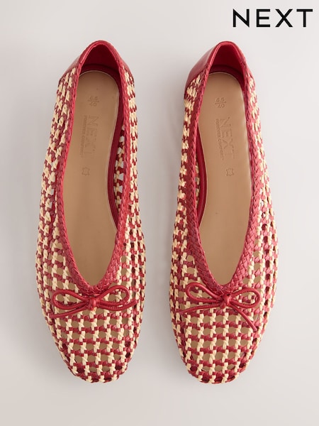 Red/Cream Forever Comfort® Raffia Bow Ballet Shoes (Y07666) | £0